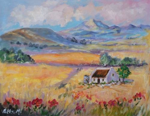 Original Painting by S.A. Artist Patty Mynhardt - "Cottage"