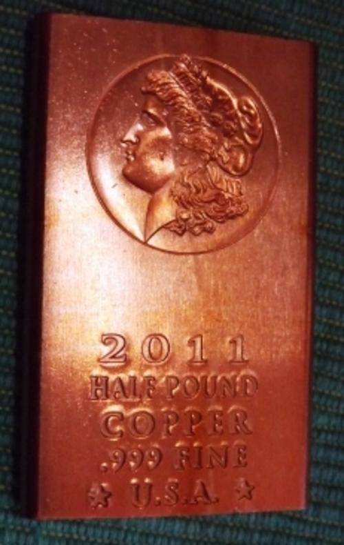 2011 USA Half Pound (227g ) .999 Fine Copper Bar
