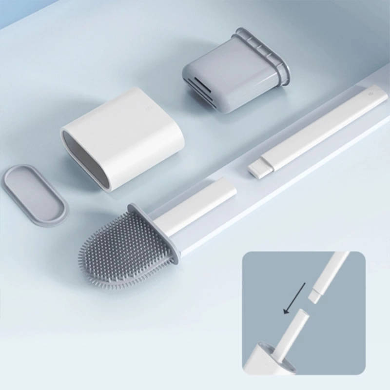 Convenient Bathroom Cleaning Soft Silicone Flat Head Wall-Mounted Quick-Drying Toilet Brush