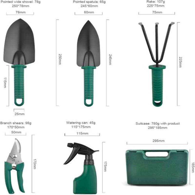 Exquisite 5 Piece Garden Tool Set Green