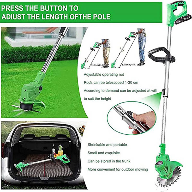 Portable Electric Cordless Lawnmower With Two Batteries