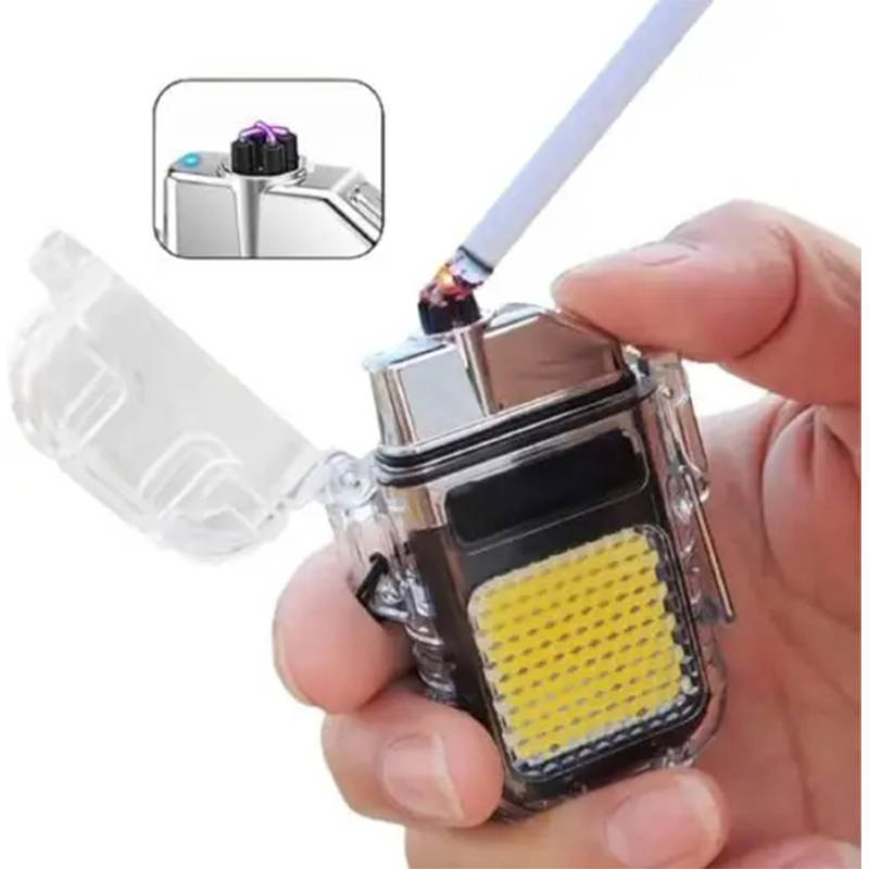 Portable Rechargeable Mini Hook Flashlight With Windproof Multi-Purpose Lighter + C-Type Charging Ca