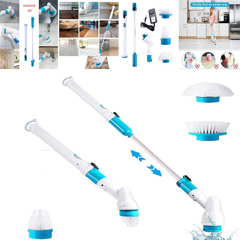 Multifunctional Cordless Tub And Tile Scrubber With 4 Replaceable Cleaning Brushes