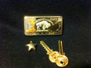 Gold lot 1gram 9ct gold and 10gram gold plate bar