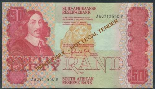 FIFTY RAND NOTE   G DE KOCK "AA" SERIAL NUMBER