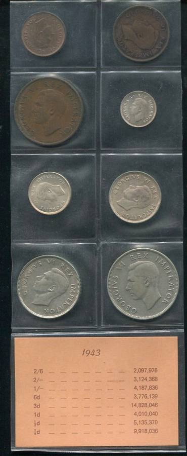 SA 1943 COINS IN ALBUM PAGE - 8 coins