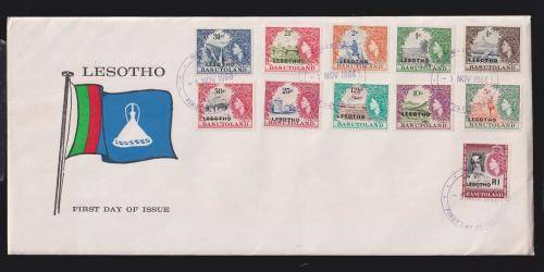 LESOTHO 1966 DEFINITIVE OVERPRINTS ON FDC