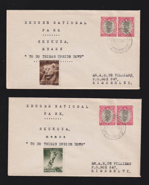 SA 1954 AMAZING "SKUKUZA" UPSIDE DOWN COVER x 5