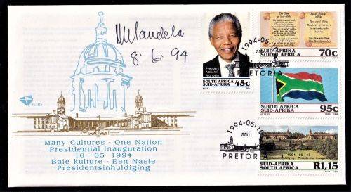 RSA MANDELA INAUGURATION FDC SIGNED & DATED