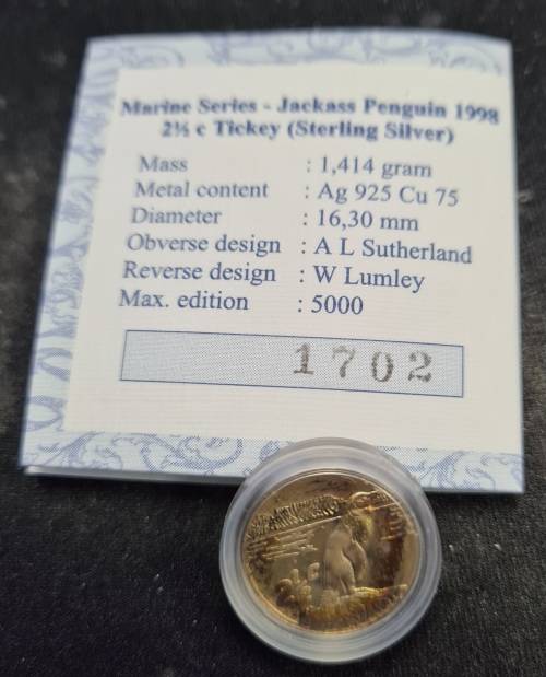 1998 SILVER 2 1/2 c JACKASS PENGUIN