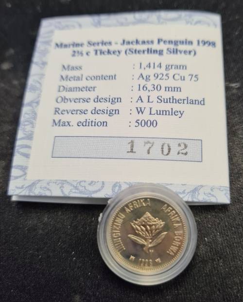 1998 SILVER 2 1/2 c JACKASS PENGUIN