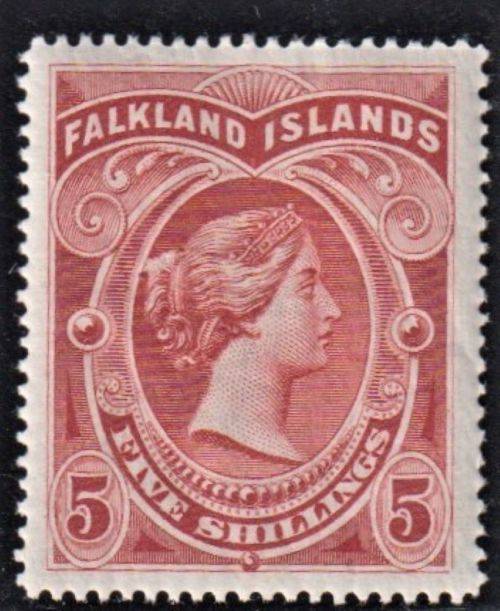 FALKLAND  ISLANDS 1898 VICTORIA 5/- VERY FINE MINT   - CV £250 (R5,000)