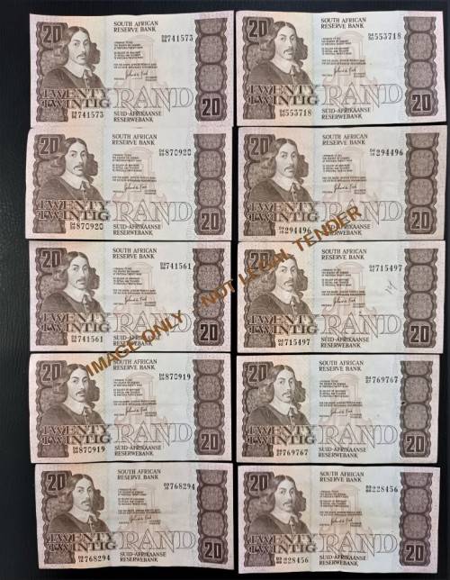 TWENTY RAND GPC DE KOCK  BANKNOTES X 10 -3rd ISSUE 1984