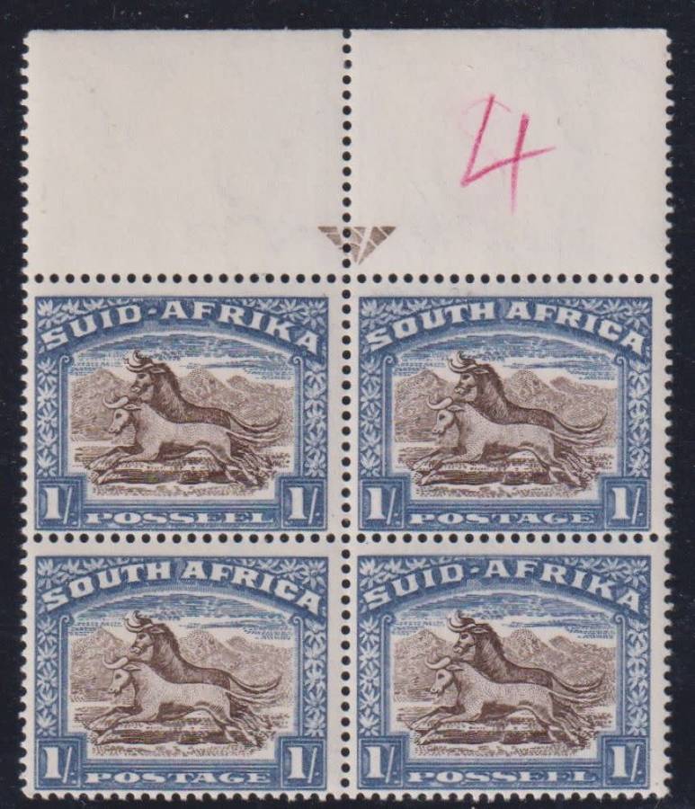 SA 1950/2  1/- SHEET NUMBER & ARROW BLOCKS UNMOUNTED MINT - CV R1700+