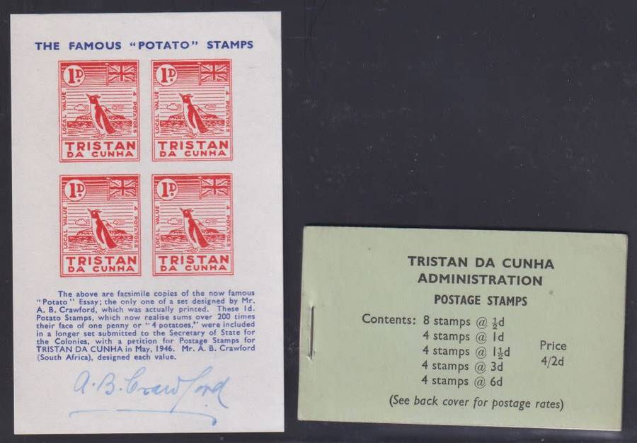 TRISTAN DA CUNHA POTATO FACSIMILE SHEET SIGNED PLUS BOOKLET