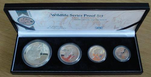 SOUTH AFRICA  2003 RHINO WILDLIFE SILVER PROOF SET