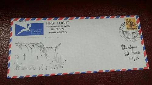 1st FLIGHT VICTORIA FALLS - JAN SMUTS  signed 1975!