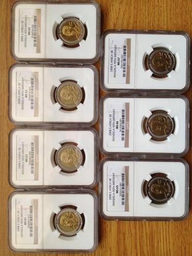 @BARGAIN@Nelson Mandela 90th Birthday NGC Graded 7 Coin Set (MS61-MS67) bid per coin