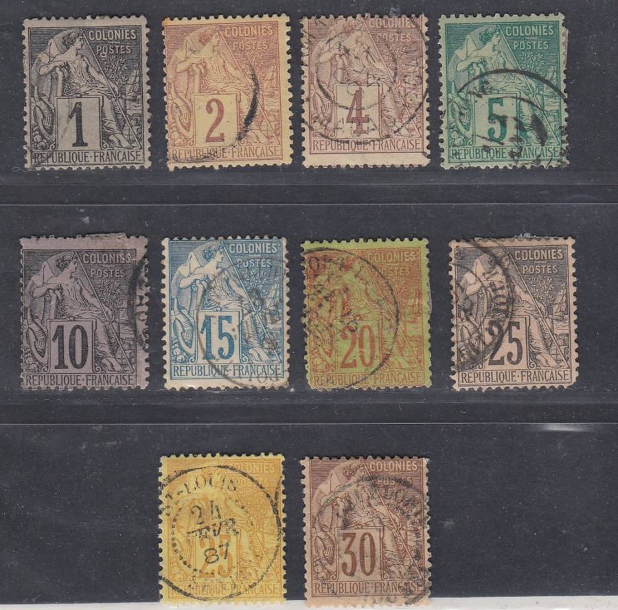 FRENCH COLONIES, 1881 LOT USED. CV R940