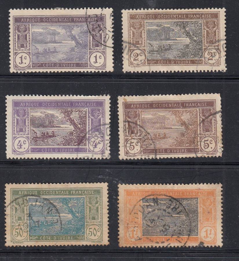 FRENCH IVORY COAST 1913 LOT USED . CV R125