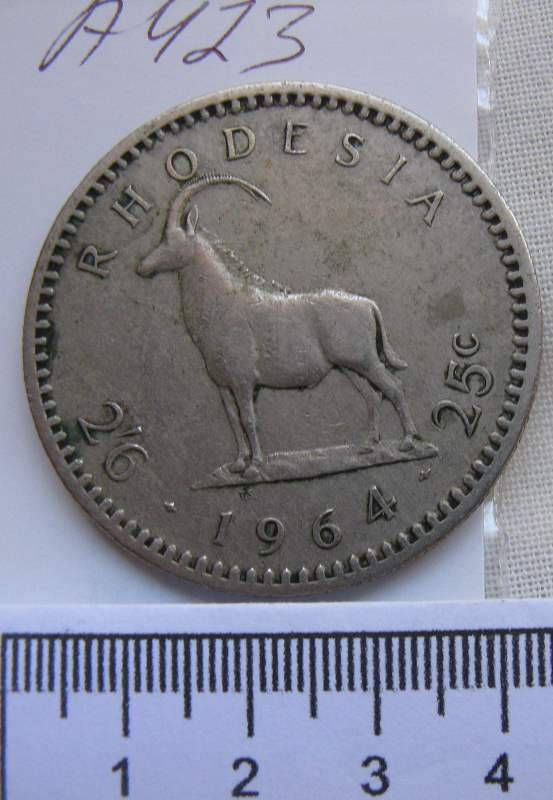 RHODESIA 2'6 25c 1964.
