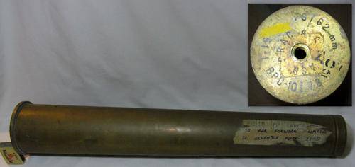 BRASS ARTILLERY SHELL.WEIGHT= +/- 4Kg. H 64cm. (P&P=R50).