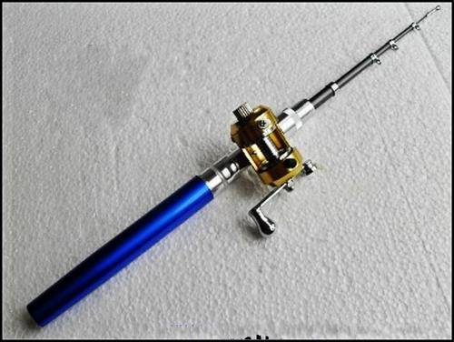 POCKET PEN FISHING ROD + SMALL HOOK SET(Blue)