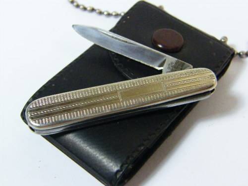 Vintage keychain pocket knife with extra tools - as per photo