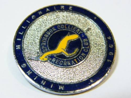 Mining Millionaire 1964 Springbok colliery recreation club pin badge - @ CRAZY R1 start