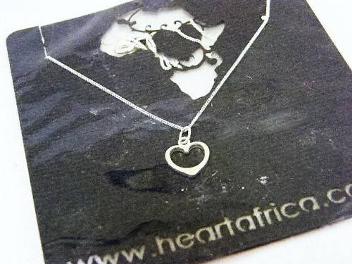 Heart Africa sterling silver necklace with heart pendant