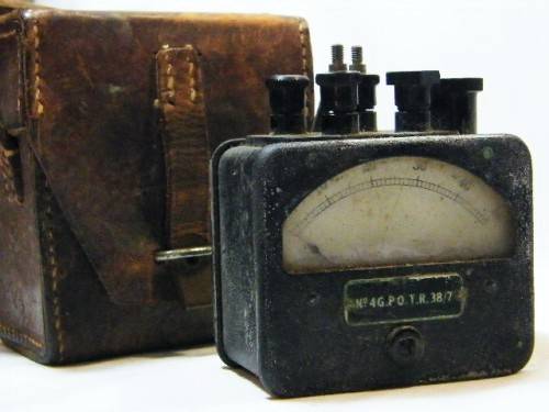 Vintage model 35 voltage meter in leather case