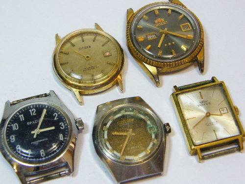 Lot of 5 vintage mechanical watches for spares - not working