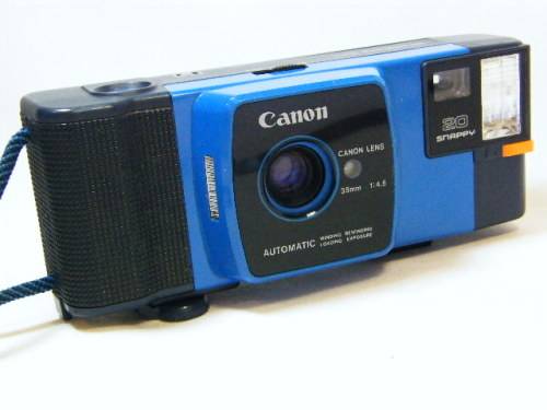 Blue Canon Snappy 20 - 35mm point & shoot camera