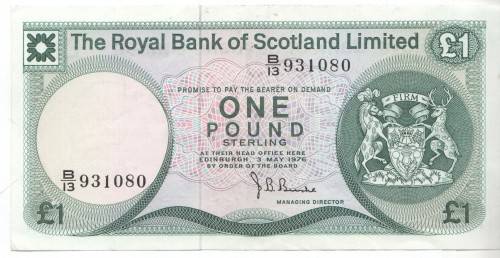 The Royal Bank of Scotland Limited one pound - 3 May 1976