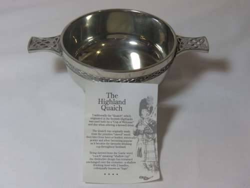 Vintage Scottish Piper pewter "The Highland Quaich" drinking bowl