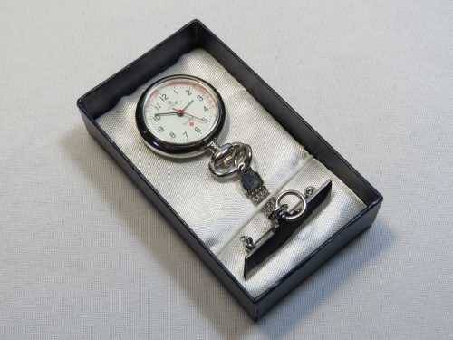 Initial Quartz nurse's fob watch in original box