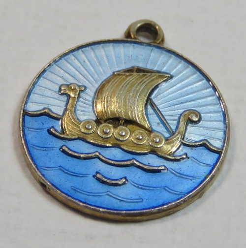 Sterling silver and enamel Ships charm - Weighs 0,9 grams
