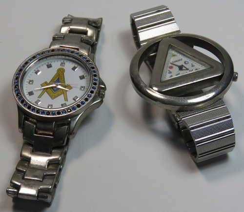 Masonic Free-Mason mens quartz watch - Working - Including Masonic triangle watch - Not working