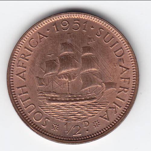 1951 South Africa Half Penny, brilliant uncirculated - as per scan *** Crazy R1 Start***