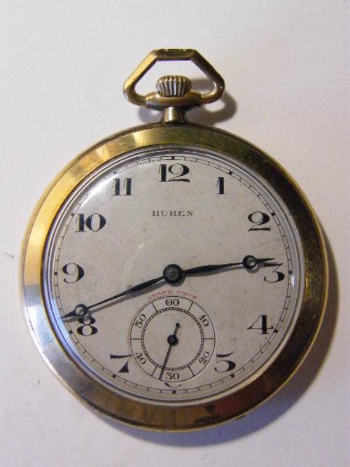 Buren Grand Prix gold plated pocketwatch with calibre 30 movement, working