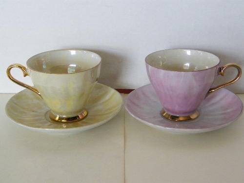 Pair of Princess glazed cups and saucers