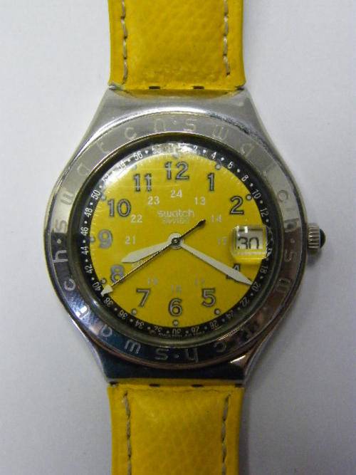 Swatch AG1993 Yellow Mens Watch - Working - Battery not included