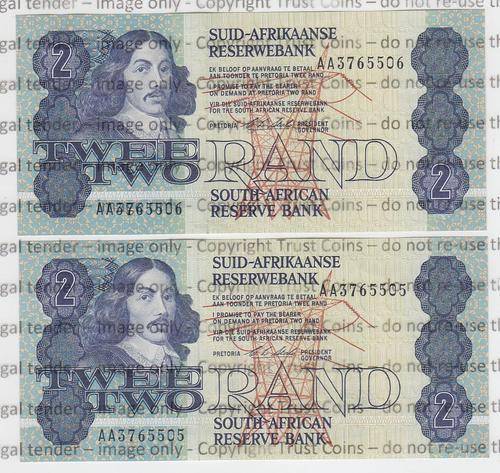 Pair of Uncirculated R2 notes with consecutive numbers - @ CRAZY R1 start