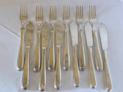 Petra Silver Plated Fish Knife & Fork Set of 6 Plus 6 - High Quality - as per photo