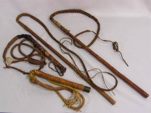 Collection of Old Well used Whips - as per photo
