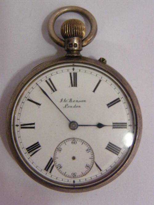 J.W Benson Silver Pocket Watch - not working - as per photo