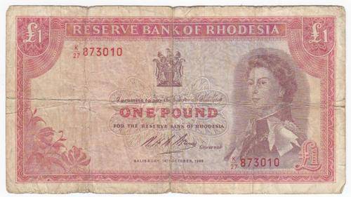Rhodesia One Pound Banknote, Salisbury 14th October 1968 - as per photo