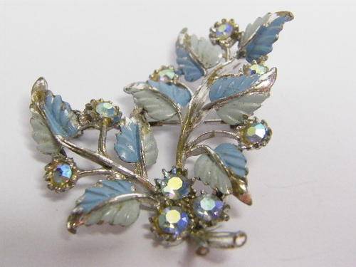 Vintage Fashion Brooch, Lead & Rhinestones - as per photo