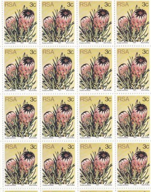 Protea 3 cent SACC 420a Full Mint Sheet, Oct 1979, AandB Sheets - Mint + Cancelled, as per scan