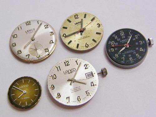 Lot of 5 LANCO Watch Movements - Not Working - as per photo